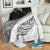 Paua Shell Maori Silver Fern Premium Blanket White - Polynesian Pride