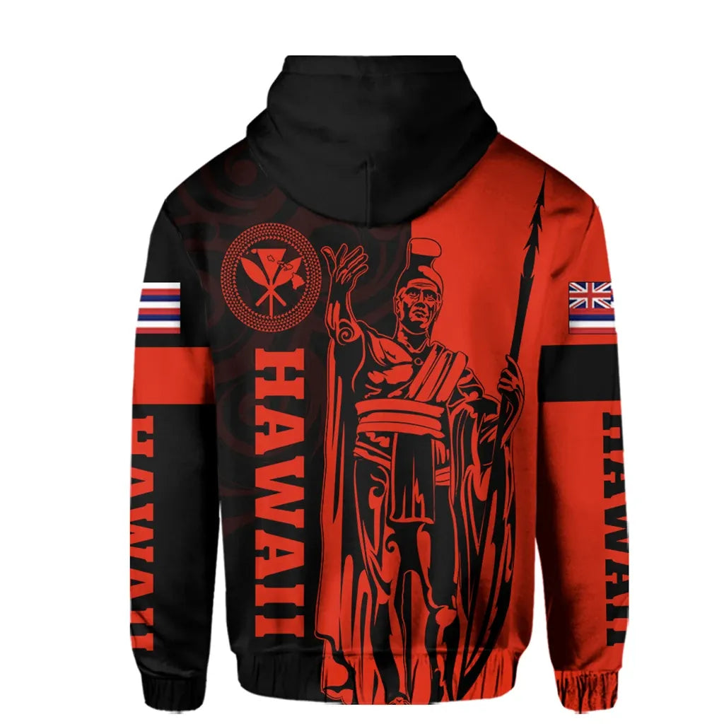 Polynesian Pride Hoodie Hawaii King Polynesian Hoodie Lawla Style Red - Polynesian Pride