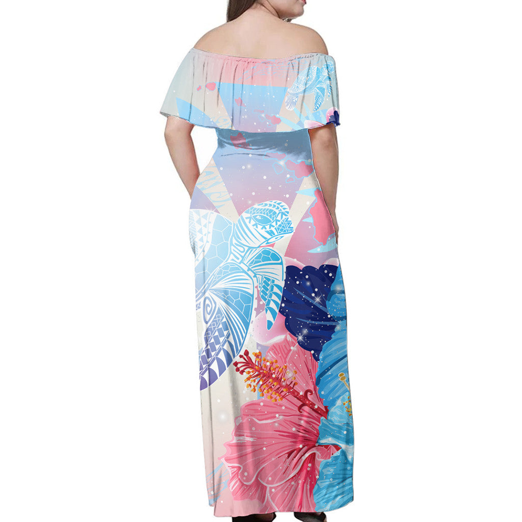 Hawaiian Matching Dress and Hawaiian Shirt Hawaii Map Kanaka Polynesian Hibiscus Turtle Swimming Sweet Dream Style RLT14 - Polynesian Pride