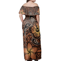 Polynesian Couple Outfits Matching Dress and Hawaiian Shirt Hawaii Mix Polynesian Turtle Plumeria Nick Style Orange RLT14 - Polynesian Pride
