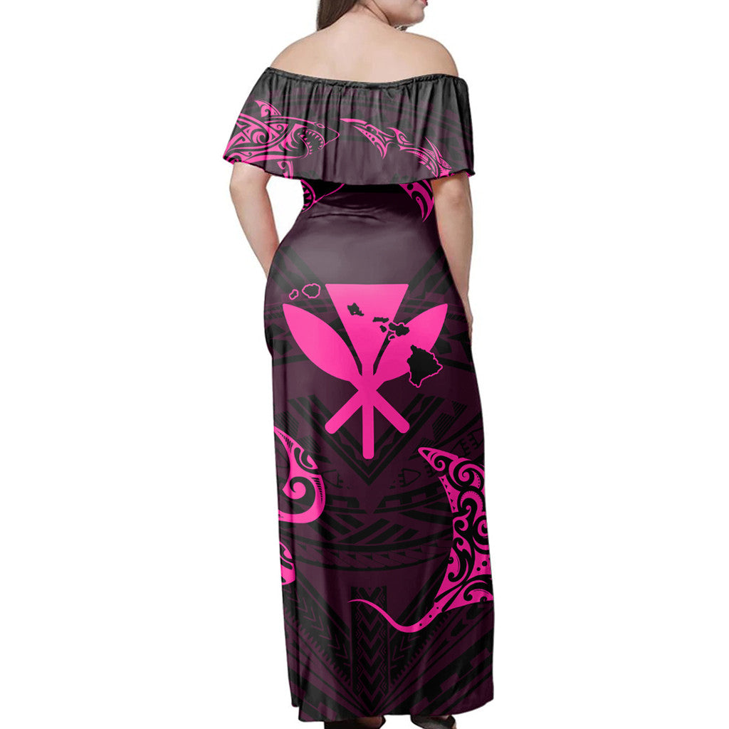 Matching Couple Hawaiian Outfits Dress and Hawaiian Shirt Polynesian Turtle Hammerhead Shark Ray Kanaka Hawaii Circle Pink RLT14 - Polynesian Pride