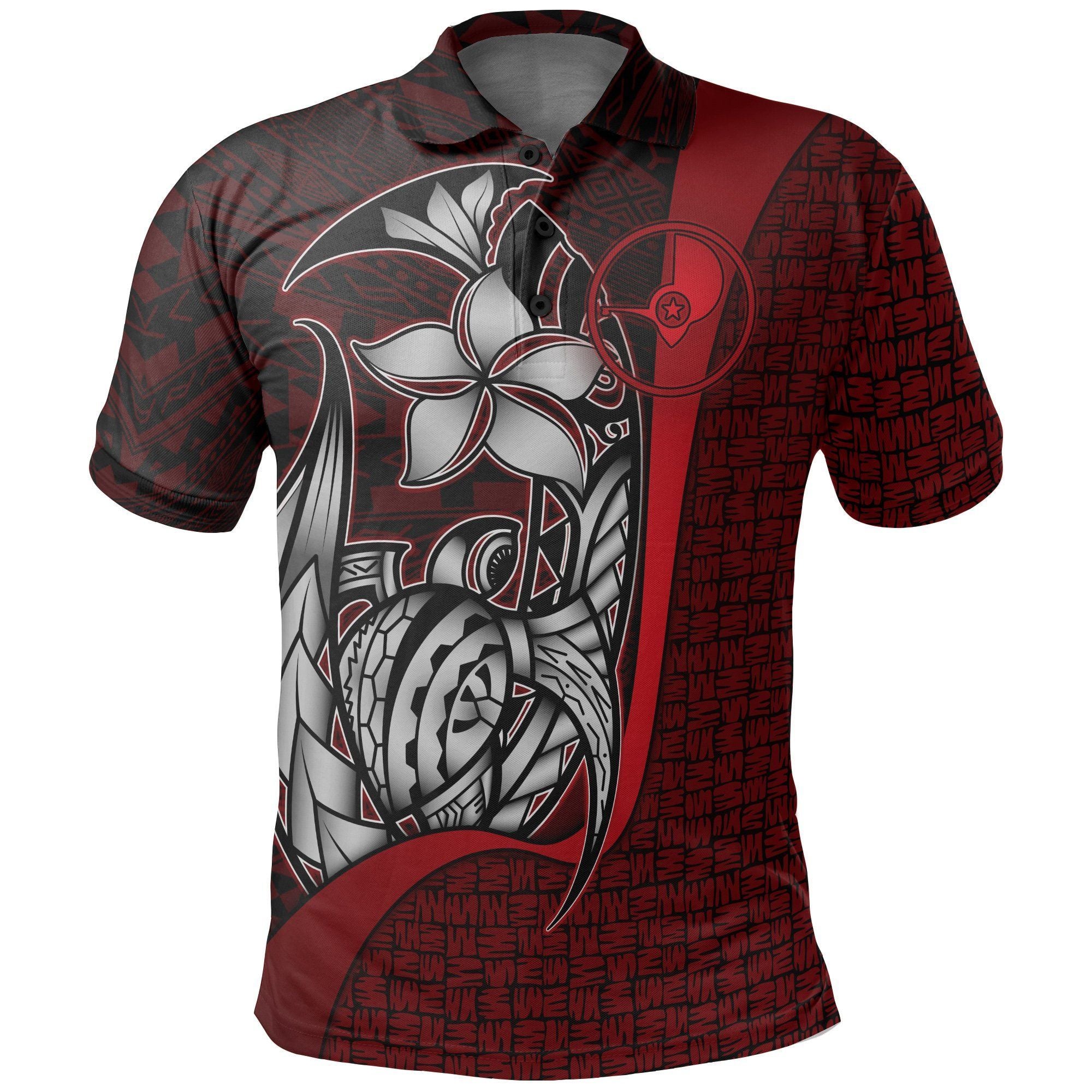 Polynesian Pride Apparel Yap Micronesian Polo Shirt Red Turtle With Hook Unisex Black - Polynesian Pride
