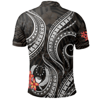 Polynesian Pride Apparel Pohnpei Micronesian Polo Shirt Black Plumeria - Polynesian Pride