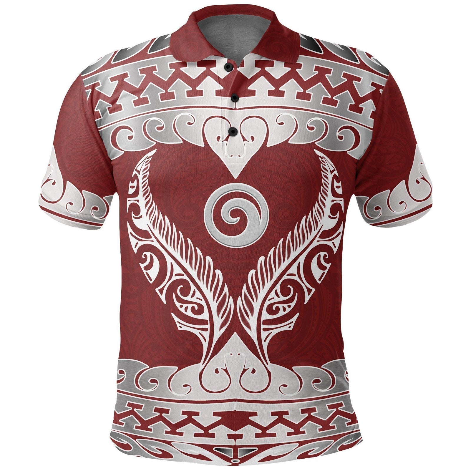 Polynesian Pride Apparel Aotearoa Polo Shirt Koru Heart Red Unisex Red - Polynesian Pride