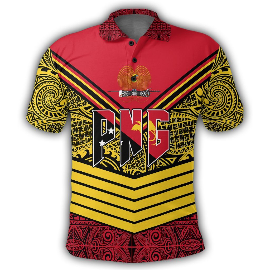 Polynesian Pride Apparel Polo Shirt Papua New Guinea Polo Shirt Tapa Lauhala Rugby Scrum Style - Polynesian Pride