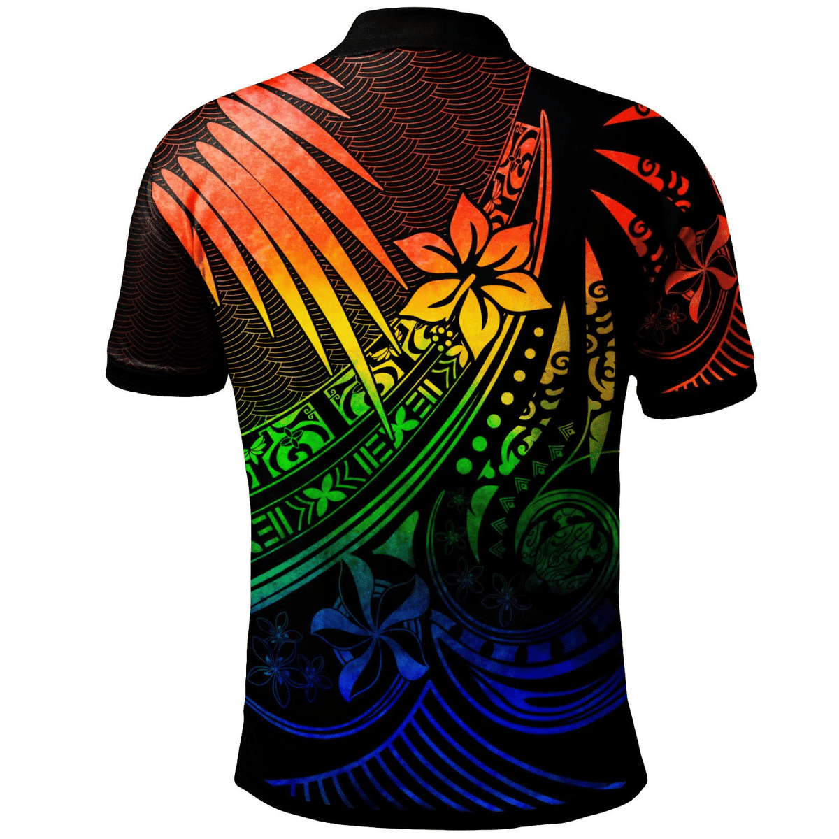 Polynesian Pride Apparel Pohnpei Polo Shirt The Flow Of The Ocean Rainbow Color - Polynesian Pride