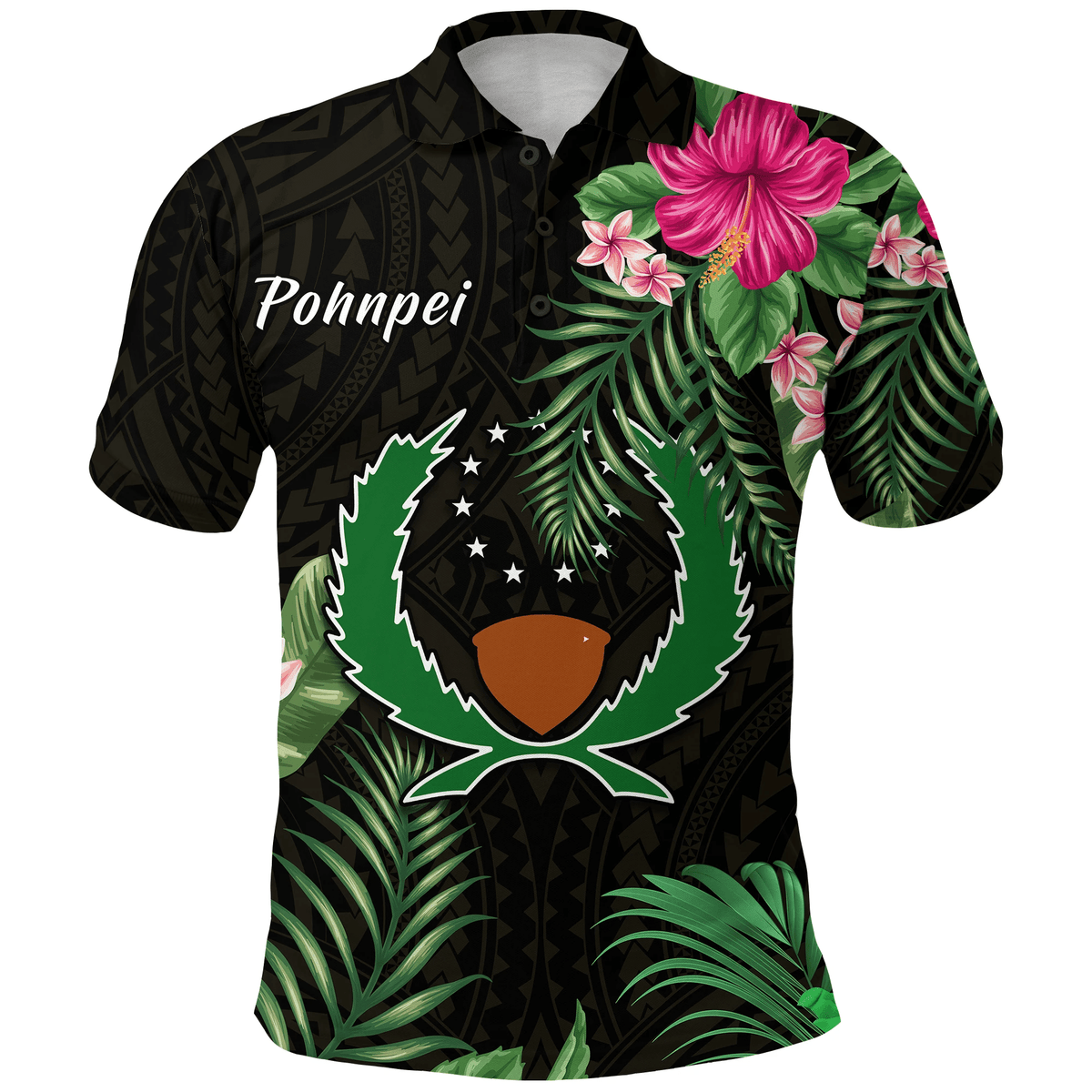 Polynesian Pride Apparel Pohnpei Micronesia Gold Polo Shirt Tropical Flowers Unisex Gold - Polynesian Pride