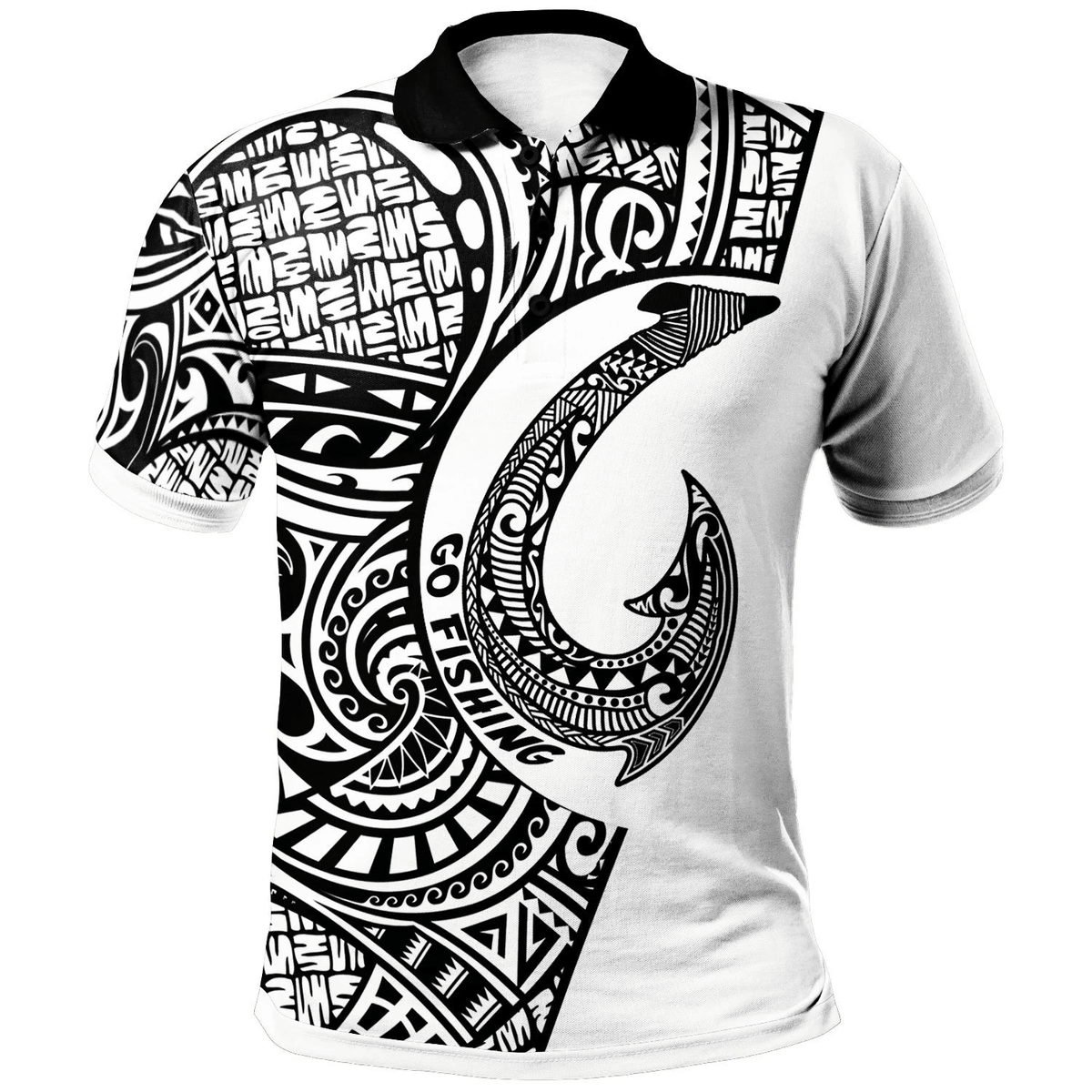 Polynesian Pride Apparel Pohnpei Polo Shirt Go Fishing Unisex Black - Polynesian Pride
