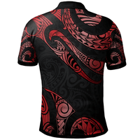 Polynesian Pride Apparel Pohnpei Micronesia Custom Polo Shirt Polynesian Tattoo Red Version - Polynesian Pride