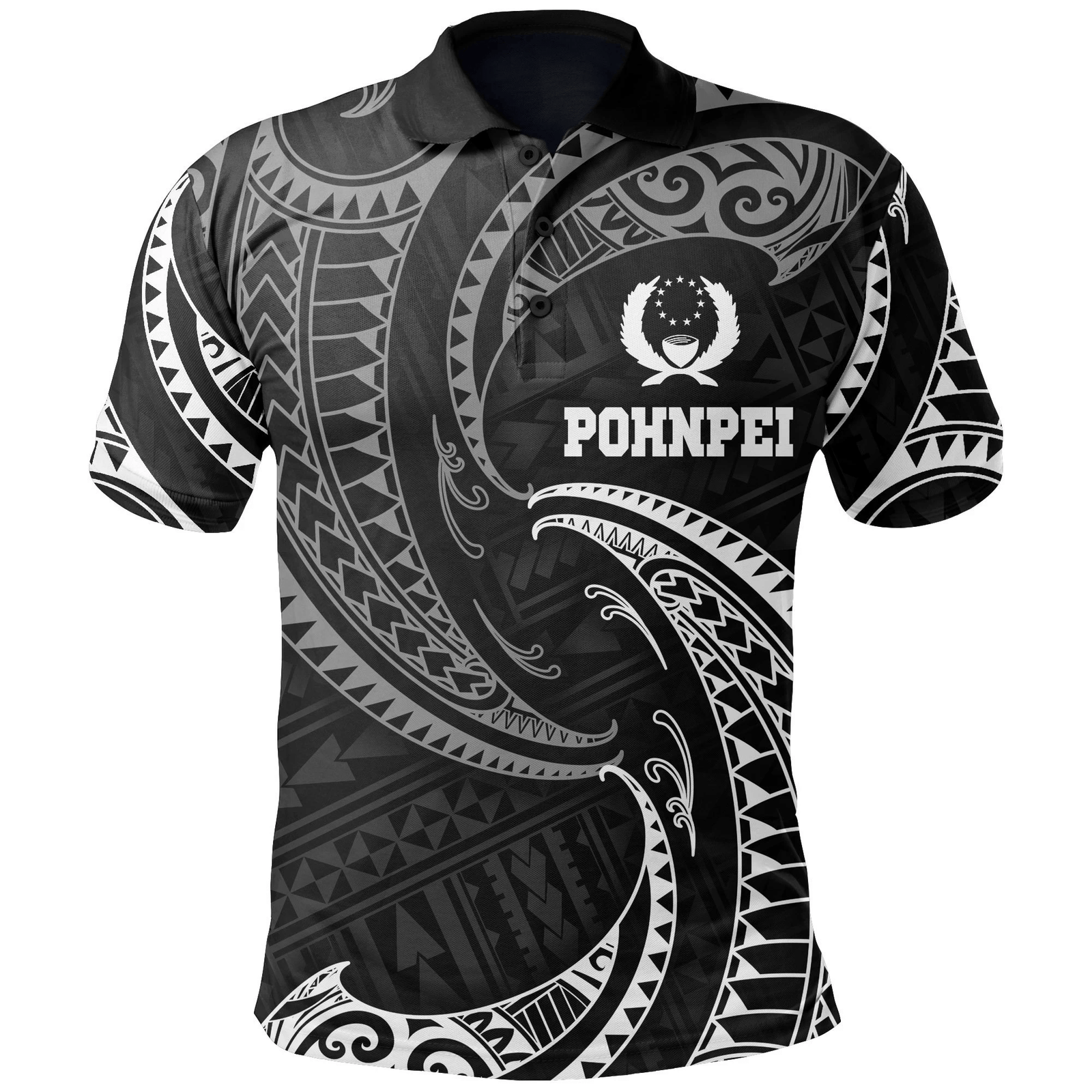 Polynesian Pride Apparel Pohnpei Micronesia Polo Shirt White Tribal Wave Unisex White - Polynesian Pride