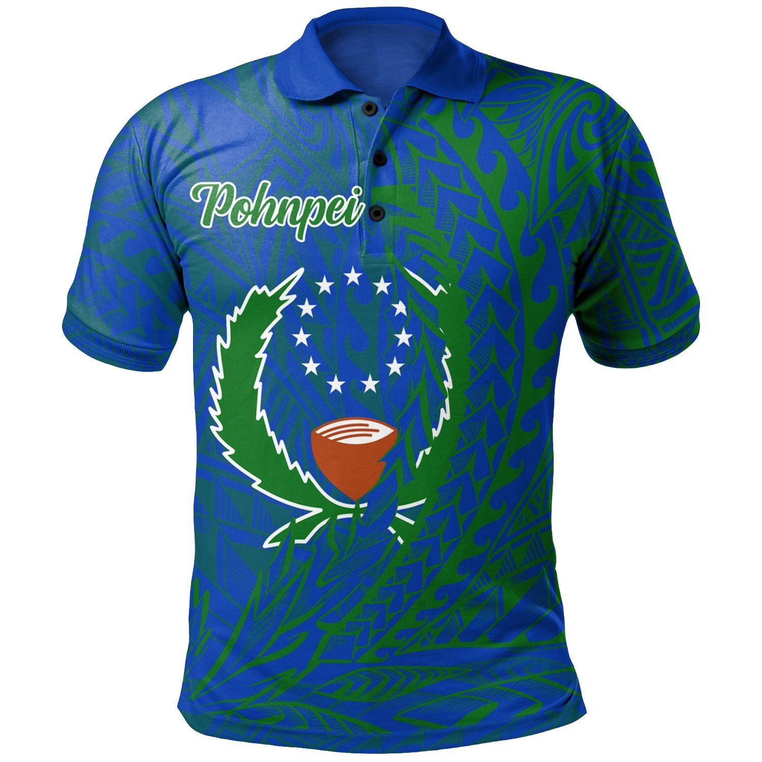 Polynesian Pride Apparel Pohnpei State Polo Shirt Wings Style Flag Color Unisex Blue - Polynesian Pride