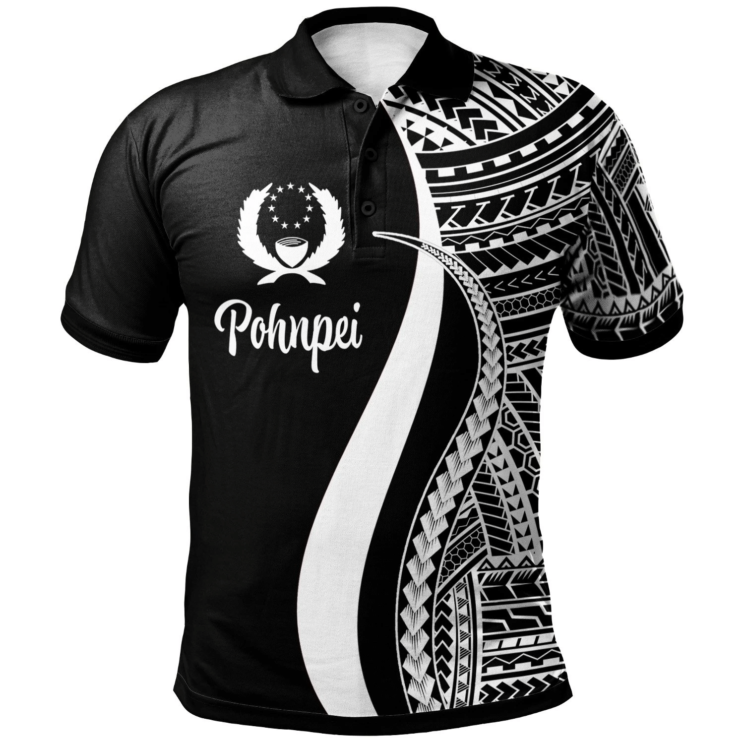 Polynesian Pride Apparel Pohnpei Polo Shirt White Polynesian Tentacle Tribal Pattern Unisex White - Polynesian Pride