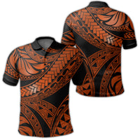 Polynesian Pride Apparel Polo Shirt Tribal Polynesian Orange Ali Style Polo Shirt Black - Polynesian Pride