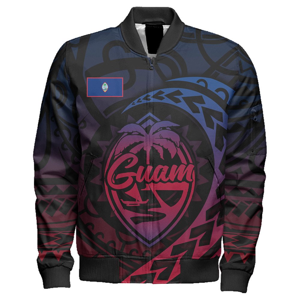Polynesian Pride Jacket - Guam Rising Style Sleeve Zip Bomber Jacket LT10 Unisex Black - Polynesian Pride
