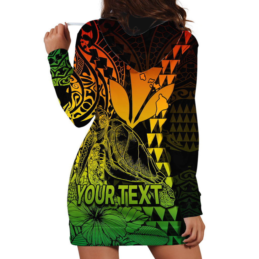 (Custom Personalised) Kakau Polynesian Tribal Hawaiian Turtle with Kanaka Maoli Reggae Hoodie Dress LT9 - Polynesian Pride