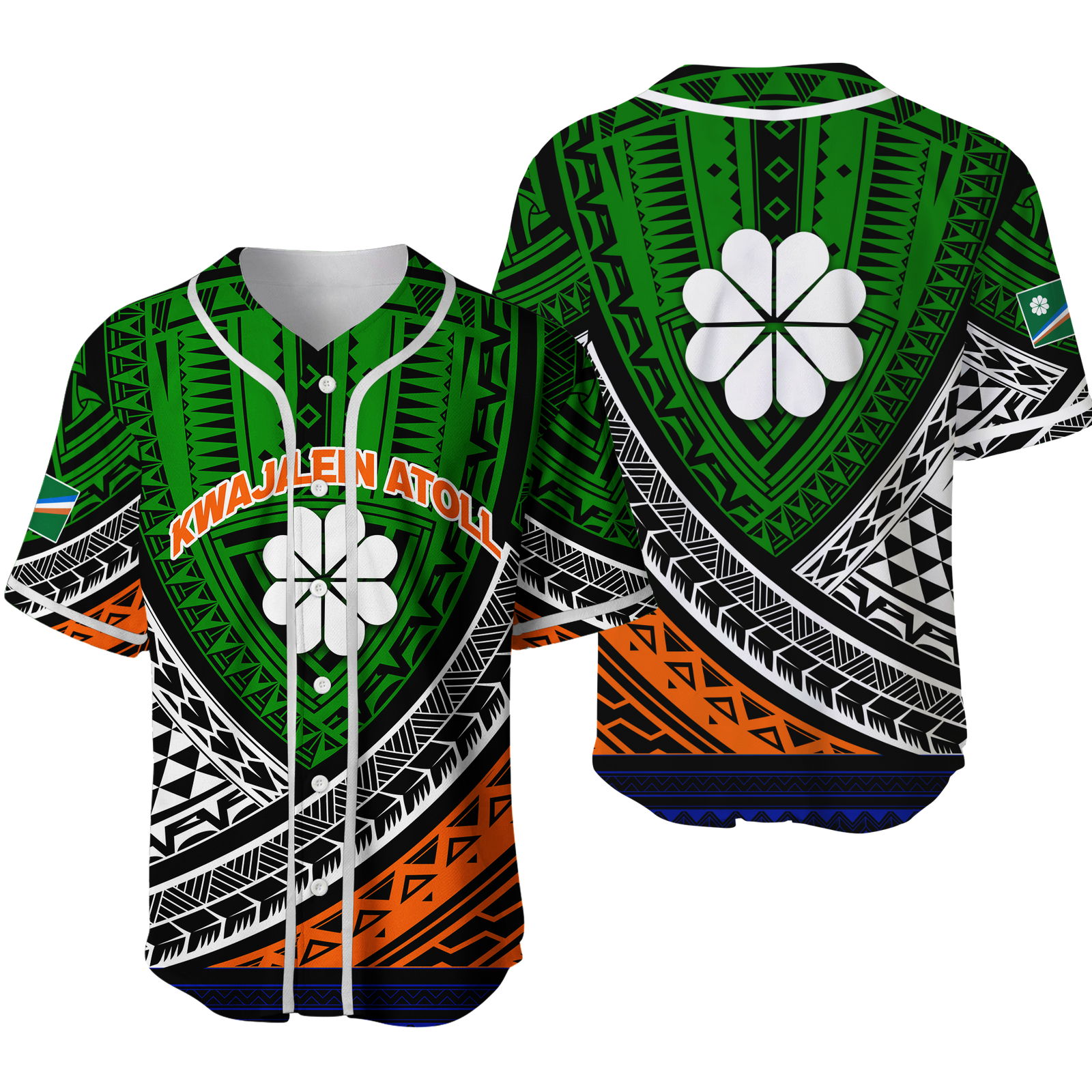 Kwajalein Atoll Tribal Pattern Baseball Jersey - LT12 Unisex Blue - Polynesian Pride