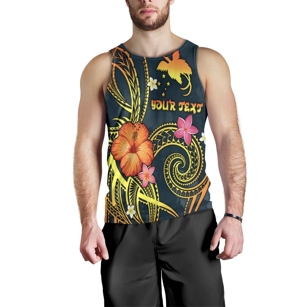 Papua New Guinea Polynesian Personalised Men's Tank Top - Legend of Papua New Guinea (Blue) - Polynesian Pride