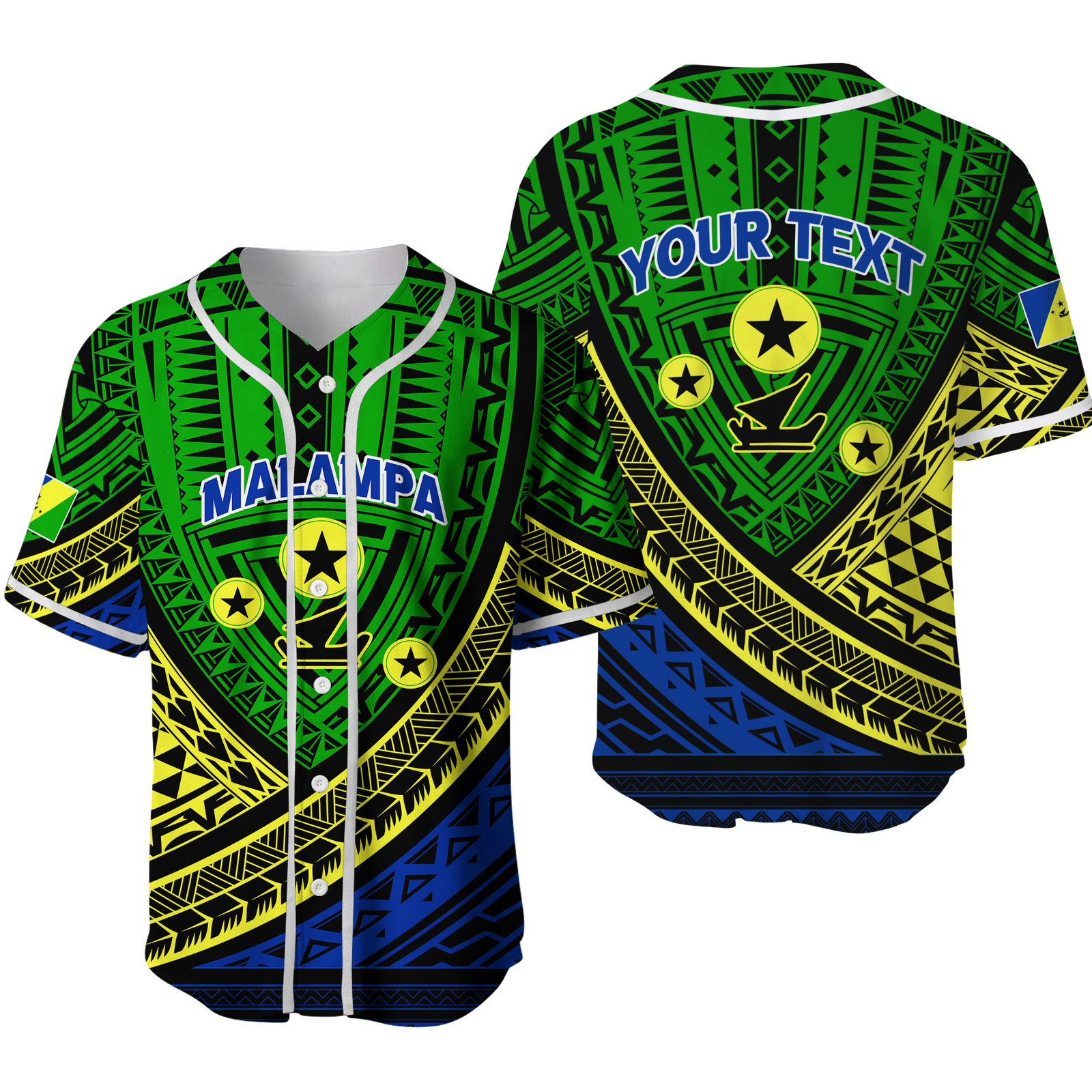 (Custom Personalised) Vanuatu Malampa Province Tribal Pattern Baseball Jersey - LT12 Unisex Green - Polynesian Pride