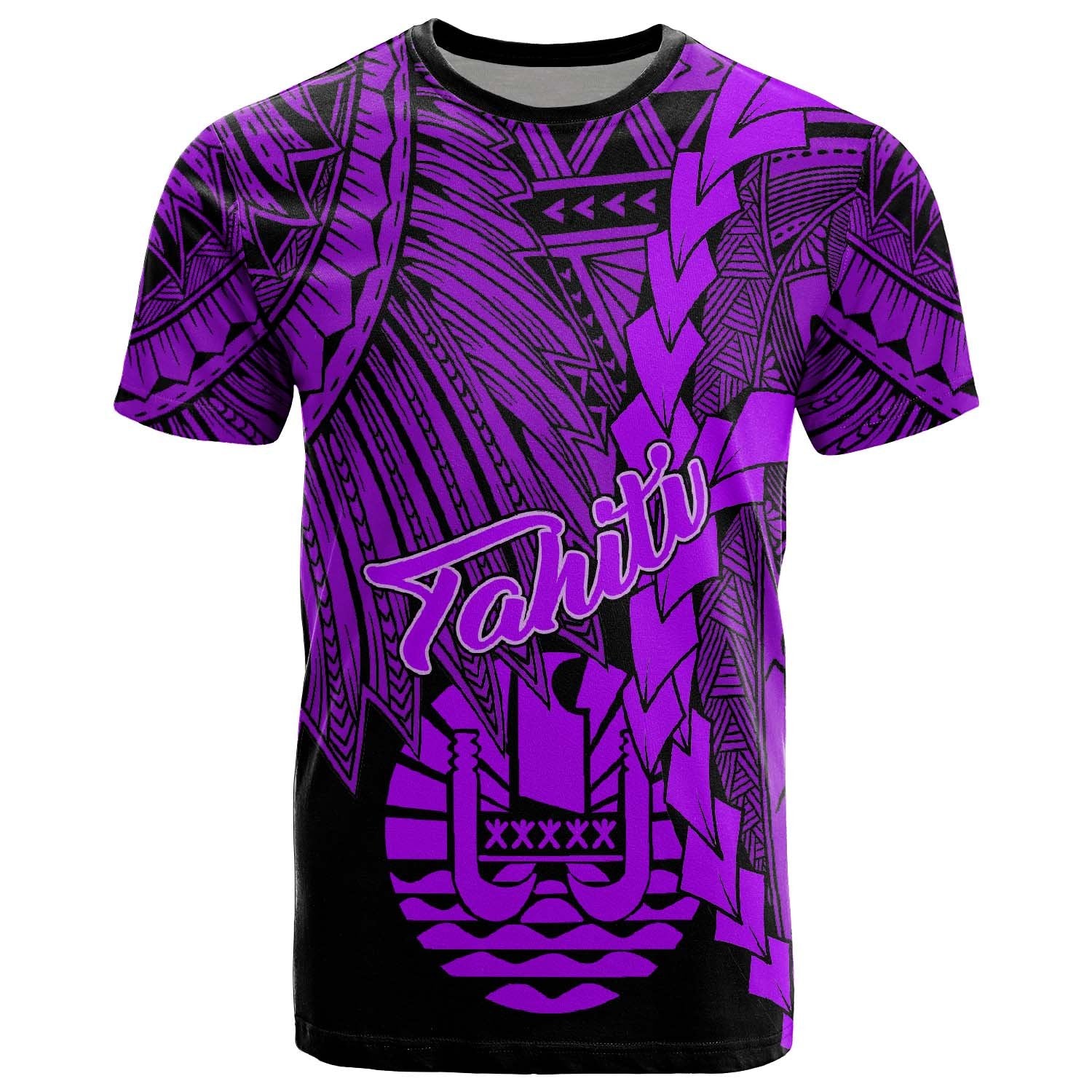 Tahiti Polynesian T Shirt Tribal Wave Tattoo Purple Unisex Purple - Polynesian Pride
