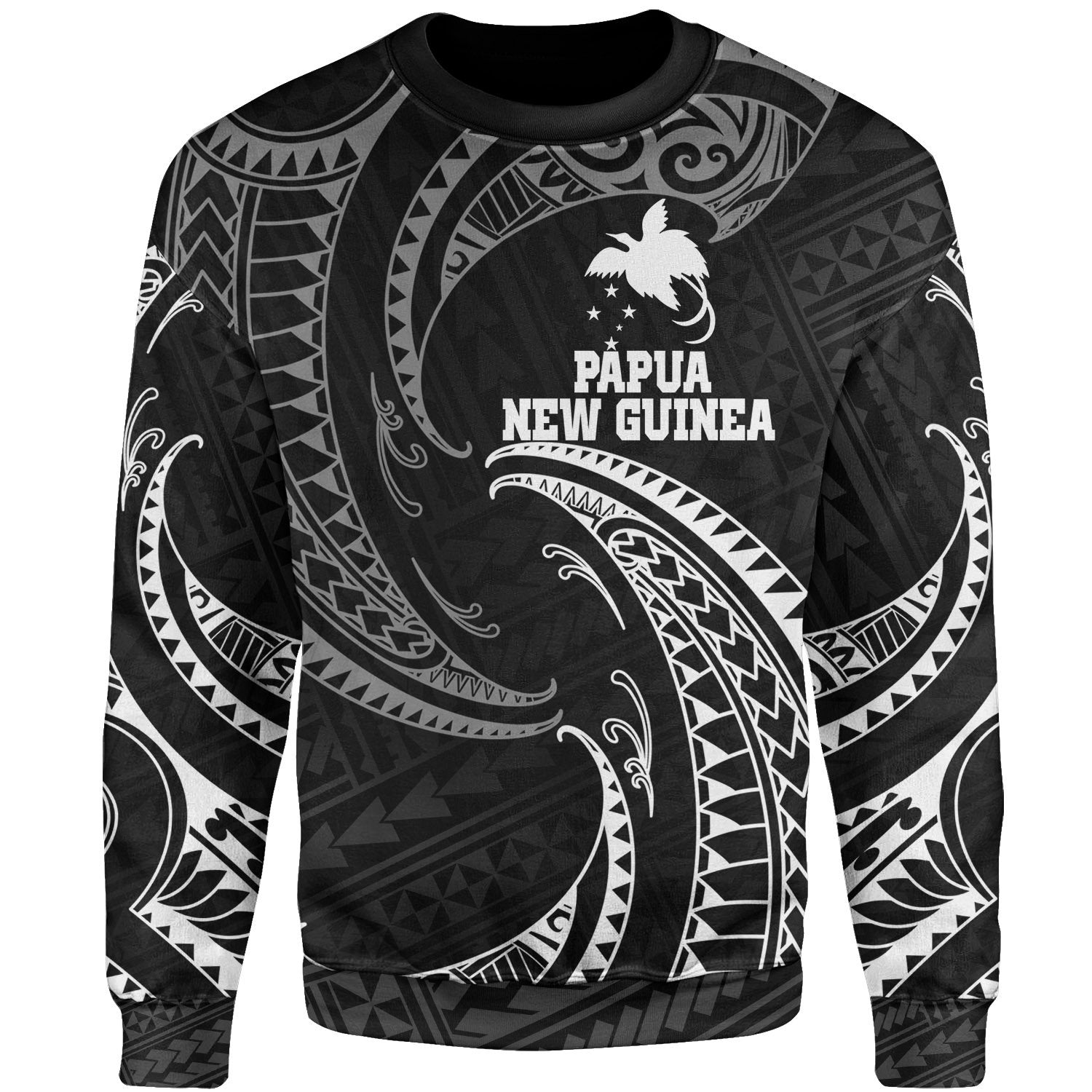 Papua New Guinea Polynesian Sweater - White Tribal Wave Unisex White - Polynesian Pride