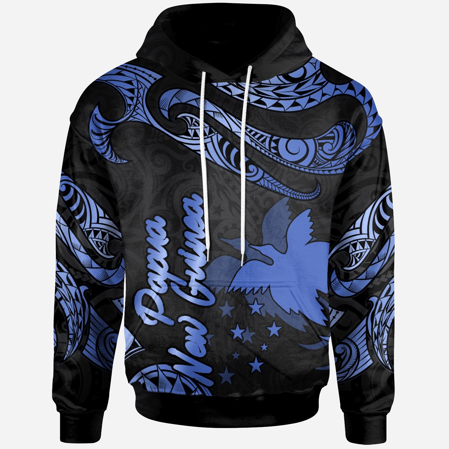 Papua New Guinea Hoodie Polynesian Tattoo Blue Version Unisex Blue - Polynesian Pride