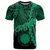 Northern Mariana Islands Polynesian T Shirt Tribal Wave Tattoo Green Unisex Green - Polynesian Pride