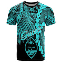 Guam Polynesian T Shirt Tribal Wave Tattoo Neon Blue Unisex Neon Blue - Polynesian Pride