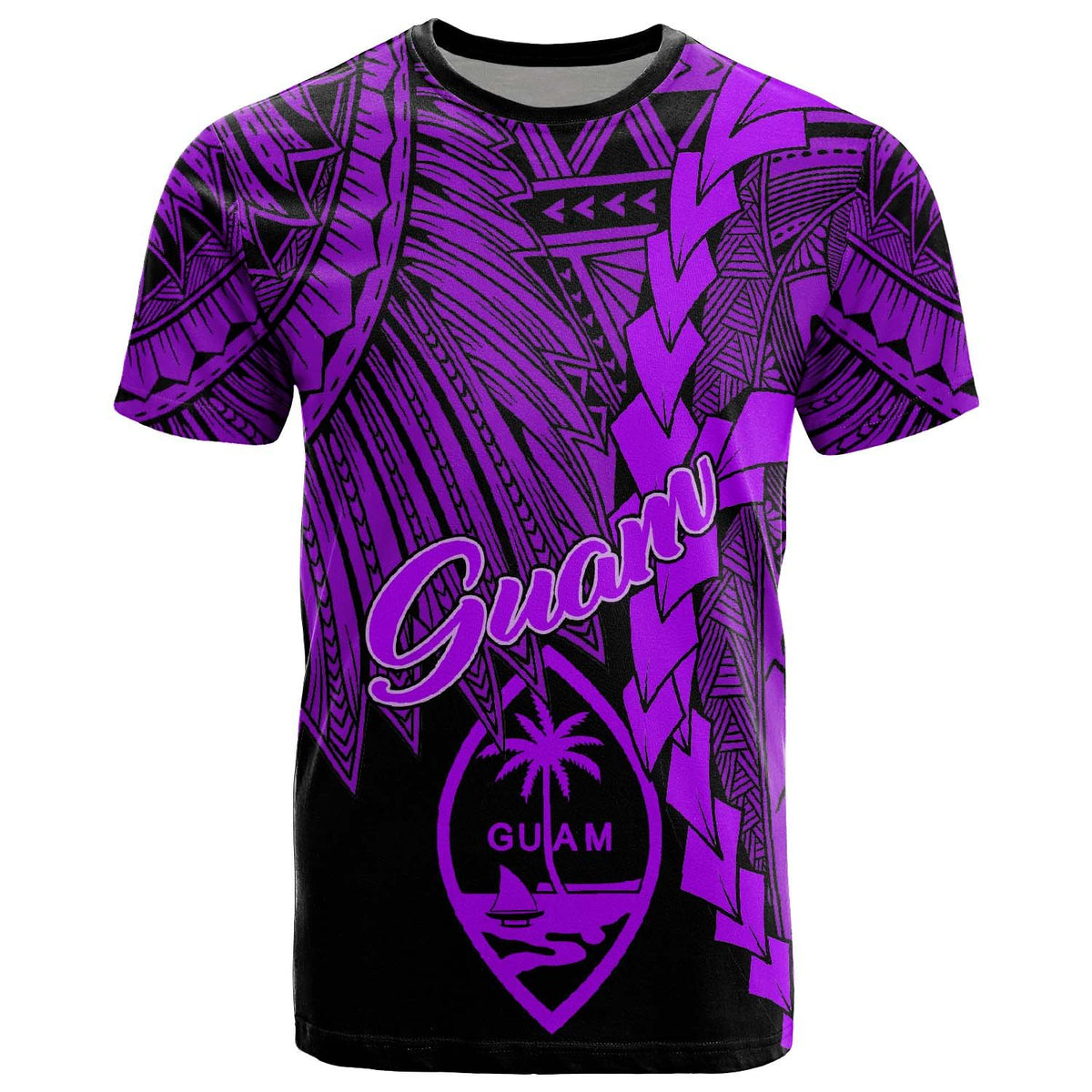Guam Polynesian T Shirt Tribal Wave Tattoo Purple Unisex Purple - Polynesian Pride