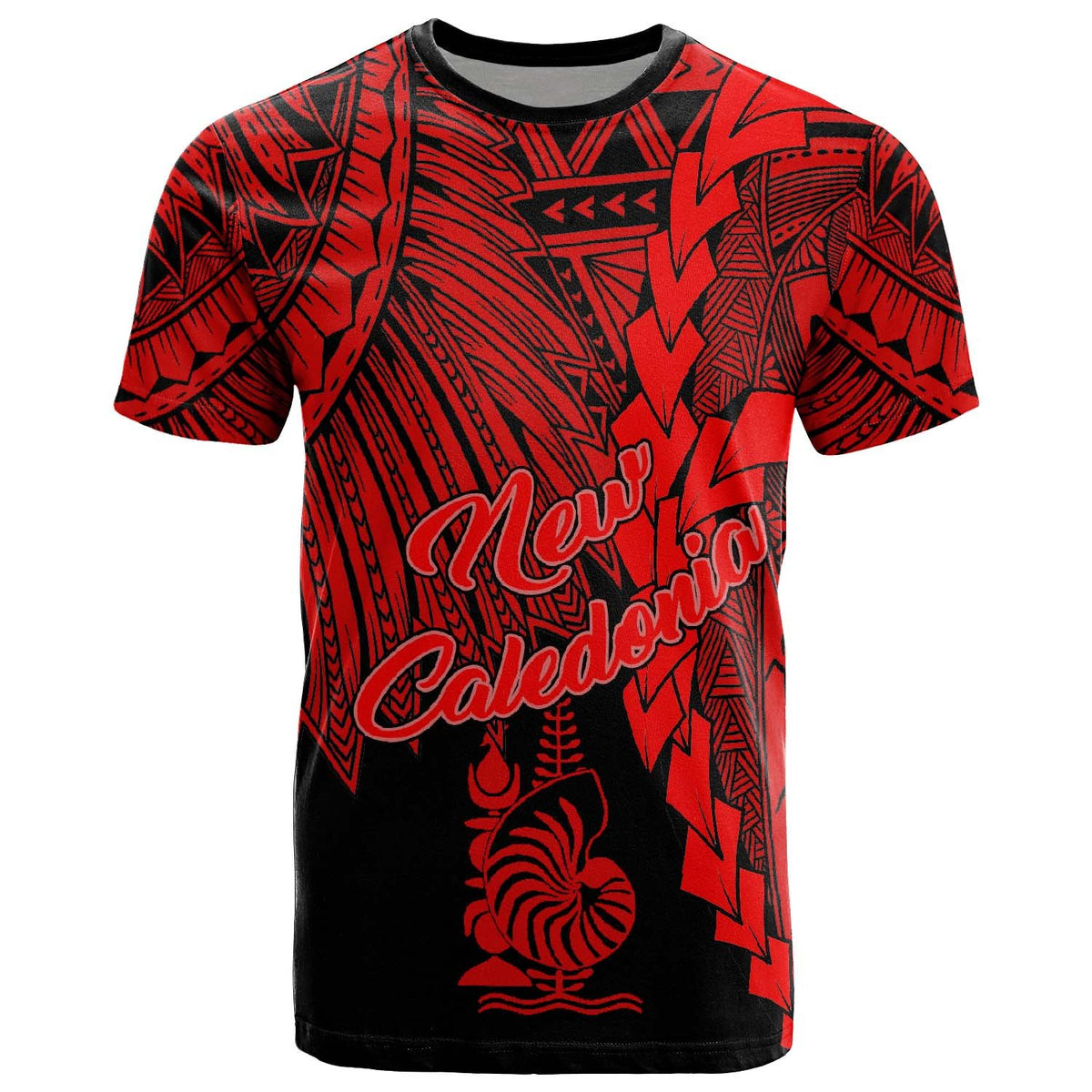 New Caledonia Polynesian T Shirt Tribal Wave Tattoo Red Unisex Red - Polynesian Pride
