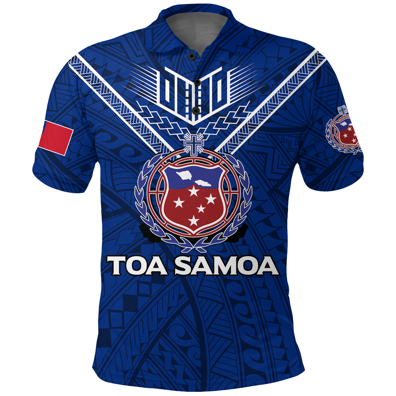 Custom Toa Samoa Rugby Polo Shirt Samoan Warrior Pride LT12 Blue - Polynesian Pride