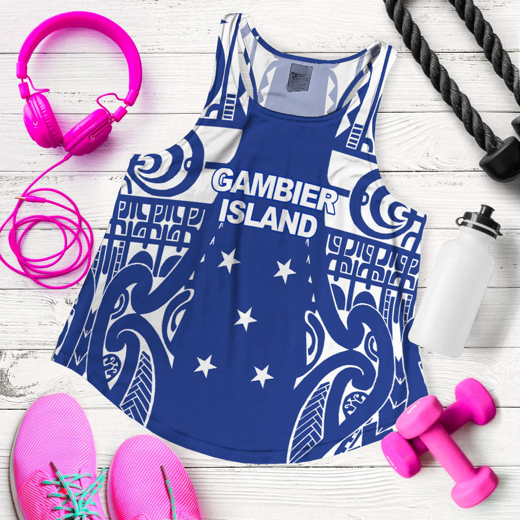 Gambier Islands Tribal Tattoo Women Tank Top - LT12 Blue - Polynesian Pride