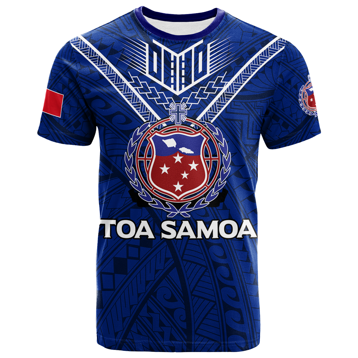 Custom Toa Samoa Rugby T Shirt Samoan Warrior Pride LT12 Blue - Polynesian Pride