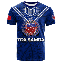 Custom Toa Samoa Rugby T Shirt Samoan Warrior Pride LT12 Blue - Polynesian Pride