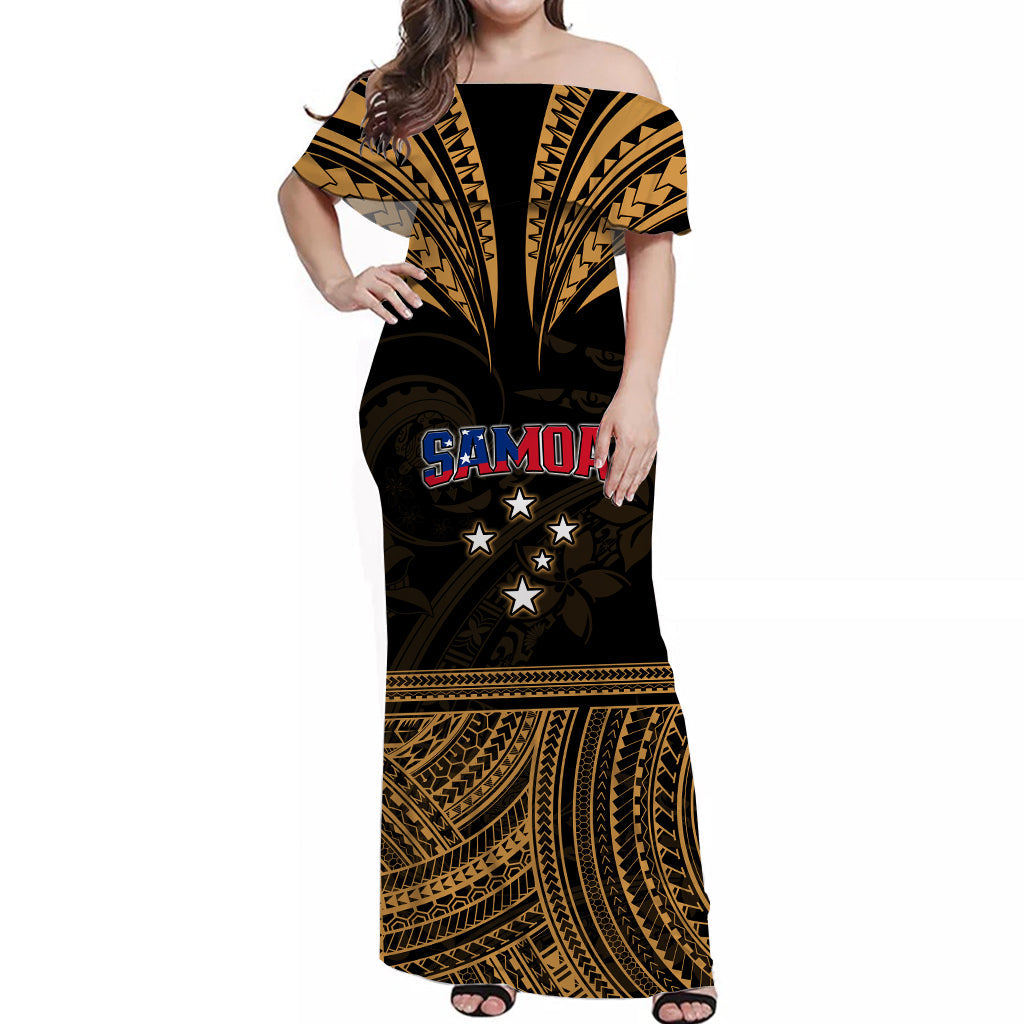 Custom Polynesian Couple Outfits Samoa Tatau Matching Dress and Hawaiian Shirt Gold Polynesian Proud Samoan LT13 - Polynesian Pride
