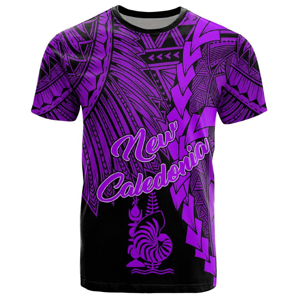 New Caledonia Polynesian T Shirt Tribal Wave Tattoo Purple Unisex Purple - Polynesian Pride