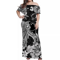 Polynesian Couple Outfits Hawaii Matching Tribal Black Beautiful Hula Girl Dress and Hawaiian Shirt LT13 - Polynesian Pride