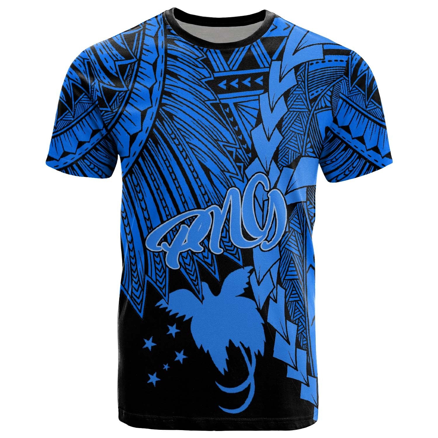 Papua New Guinea Polynesian Custom T Shirt Tribal Wave Tattoo Blue Unisex Blue - Polynesian Pride