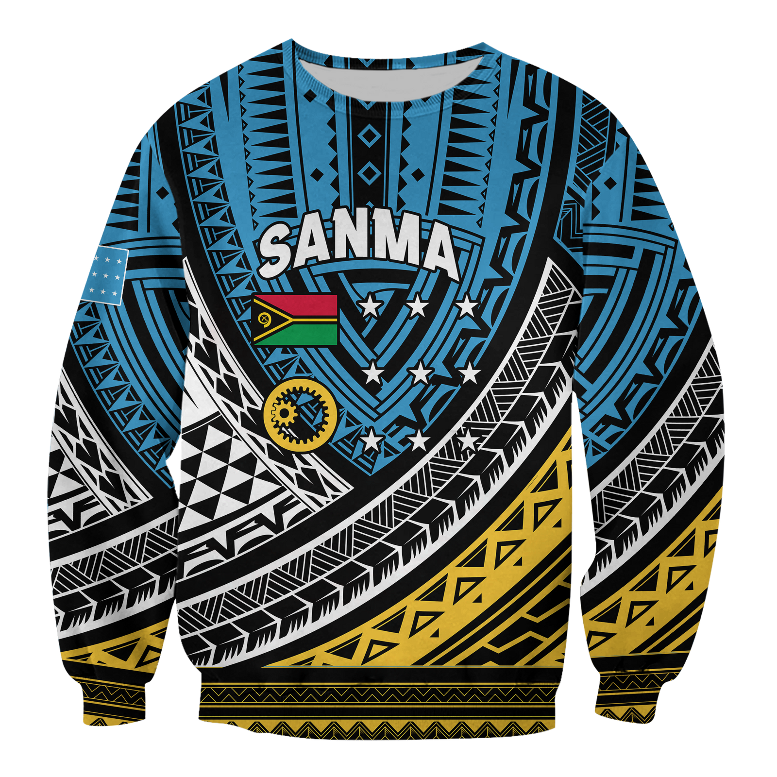 (Custom Personalised) Vanuatu Sanma Province Tribal Pattern Sweatshirt - LT12 Unisex Blue - Polynesian Pride