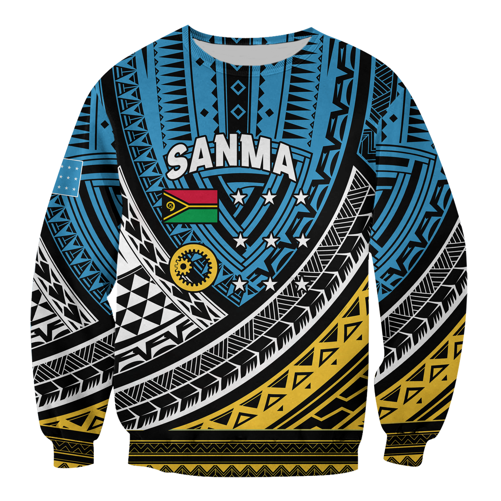 (Custom Personalised) Vanuatu Sanma Province Tribal Pattern Sweatshirt - LT12 Unisex Blue - Polynesian Pride