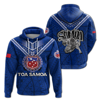 Toa Samoa Rugby Hoodie Samoan Warrior Pride LT12 Hoodie Blue - Polynesian Pride
