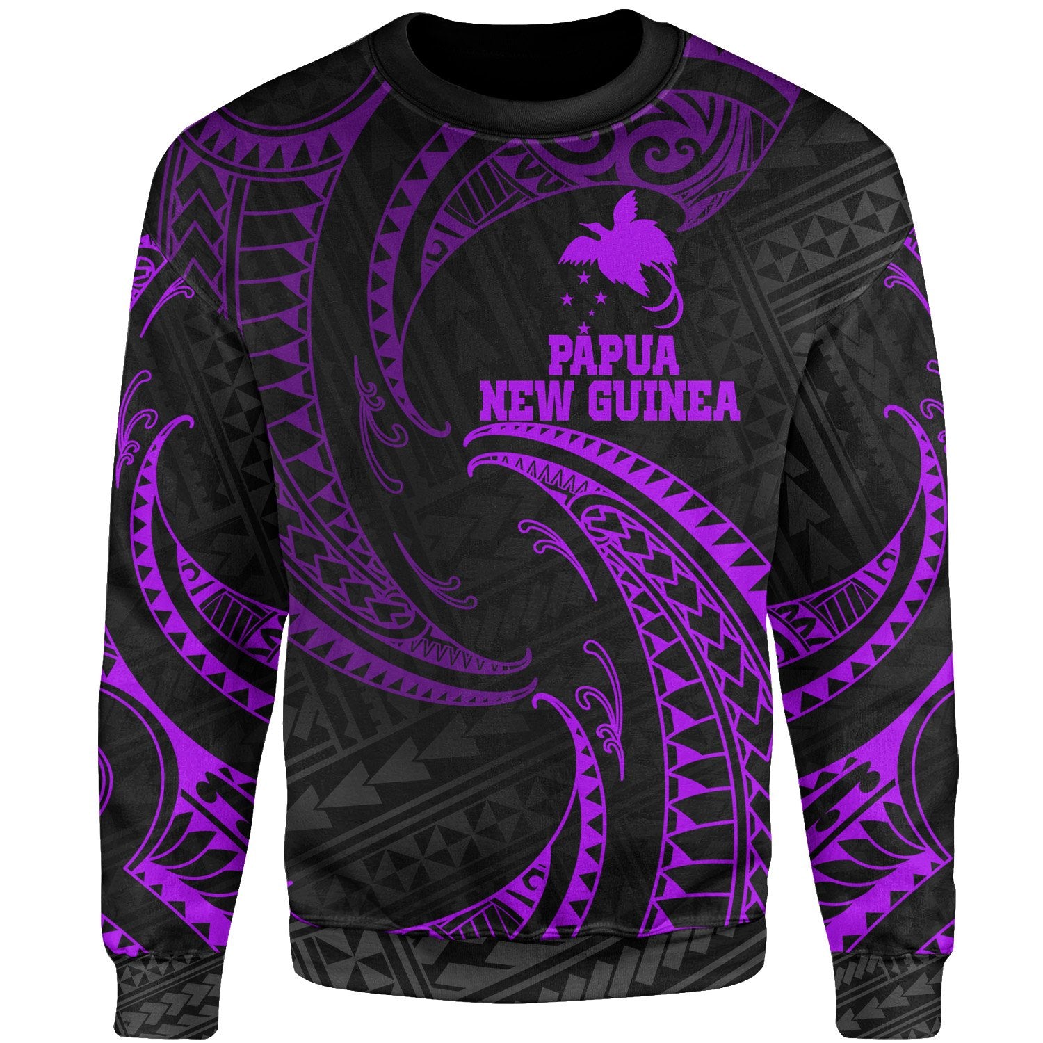 Papua New Guinea Polynesian Sweater - Purple Tribal Wave Unisex Purple - Polynesian Pride