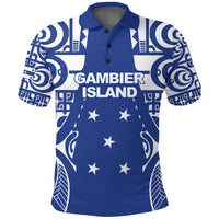 Gambier Islands Tribal Polo Shirt LT12 Unisex Blue - Polynesian Pride