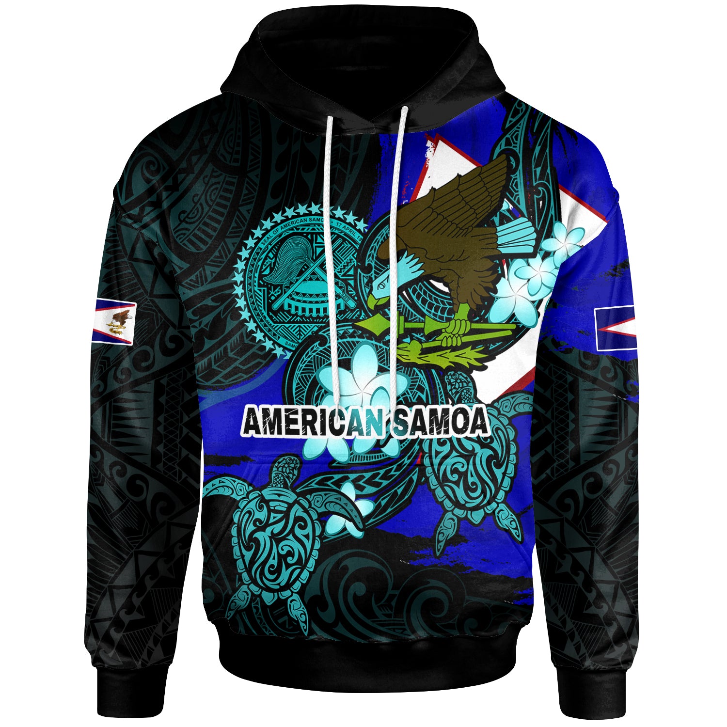 American Samoa Hoodie American Samoa Independence Day With Bald Eagle and Polynesian Patterns LT10 Red - Polynesian Pride