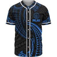 Palau Polynesian Baseball Shirt - Blue Tribal Wave Unisex Blue - Polynesian Pride