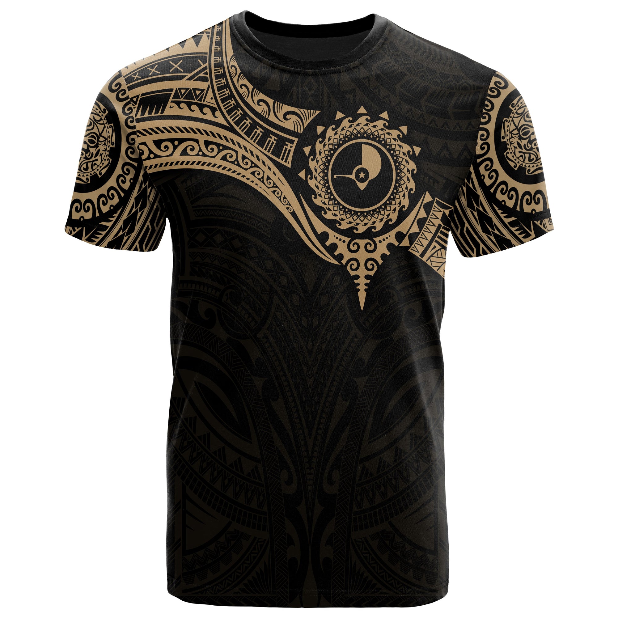 Yap Micronesian T Shirt Gold Heart Shield Unisex GOLD - Polynesian Pride
