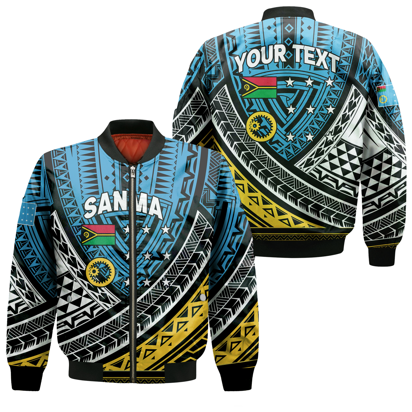 (Custom Personalised) Vanuatu Sanma Province Tribal Pattern Bomber Jacket - LT12 Bomber Jacket Blue - Polynesian Pride