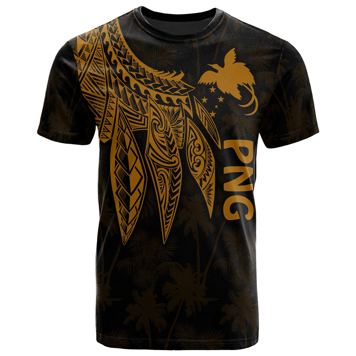 Papua New Guinea T Shirt Polynesian Wings (Golden) Unisex Golden - Polynesian Pride