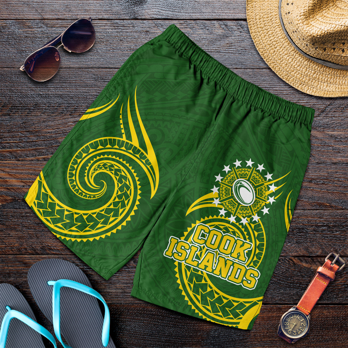 Cook Islands Rugby Men's Short - Tribal Pattern - LT12 - Polynesian Pride