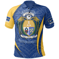 Nauru Polo Shirt Nauru Flag Coat Of Arms (Blue) Unisex Blue - Polynesian Pride