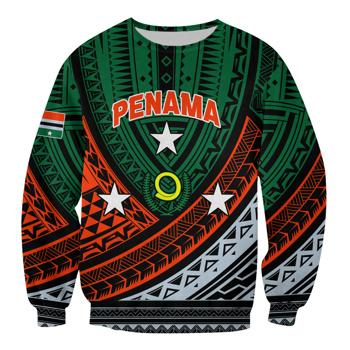 (Custom Personalised) Vanuatu Penama Province Tribal Pattern Sweatshirt - LT12 Unisex Green - Polynesian Pride